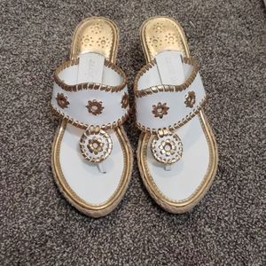 White/gold Jack Rogers Wedges
